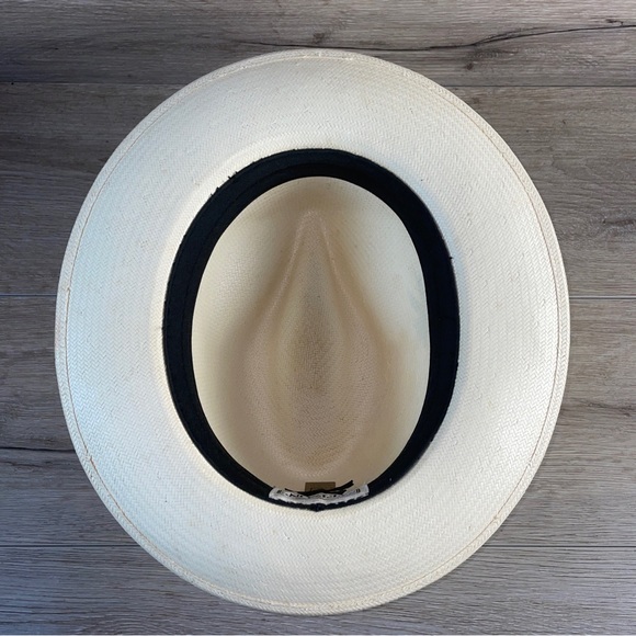 Stetson Natural Straw Feathered Fedora Panama Hat Made In Mexico X-Large EUC! - Picture 8 of 9